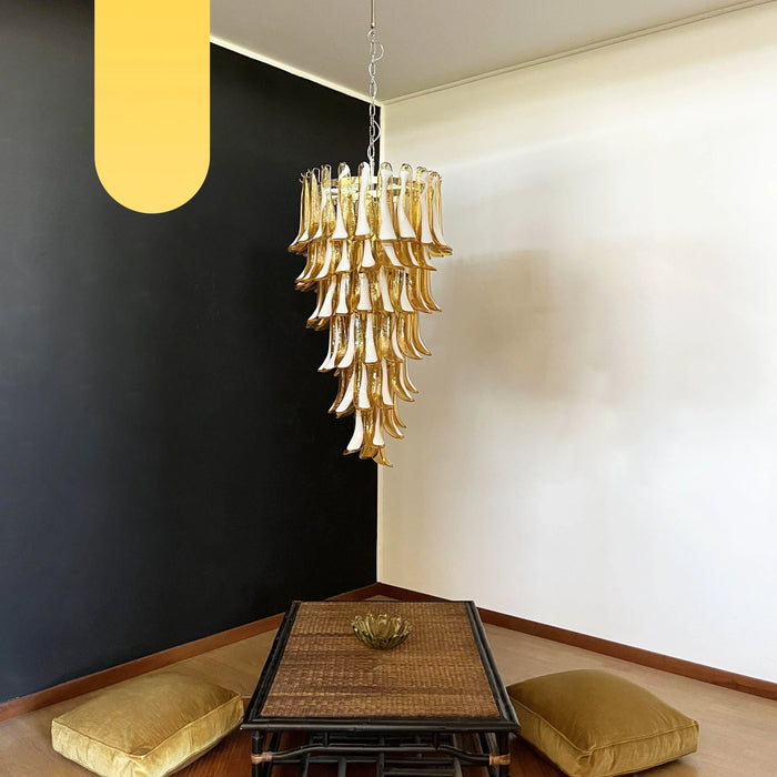 Petals Spiral Murano Amber Chandelier-DWHOME