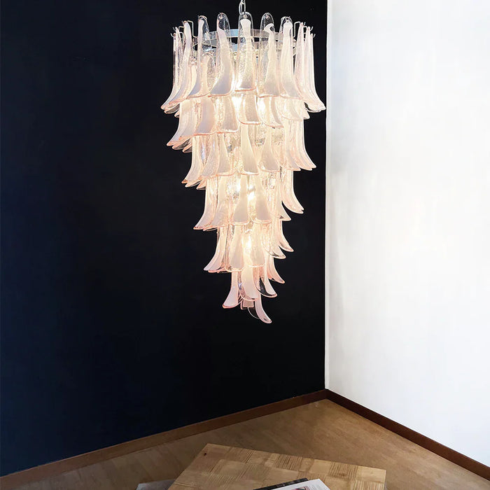 Petals Spiral Murano Pink Chandelier-DWHOME