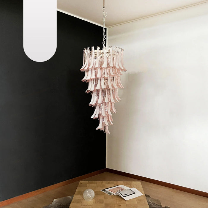 Petals Spiral Murano Pink Chandelier-DWHOME