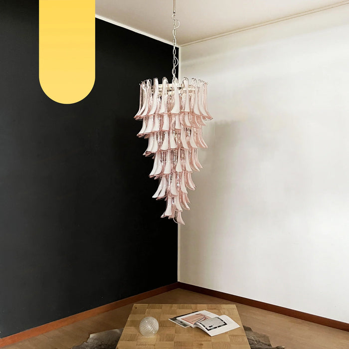 Petals Spiral Murano Pink Chandelier-DWHOME