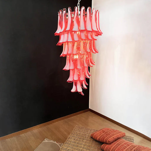Petals Spiral Murano Red Chandelier-DWHOME