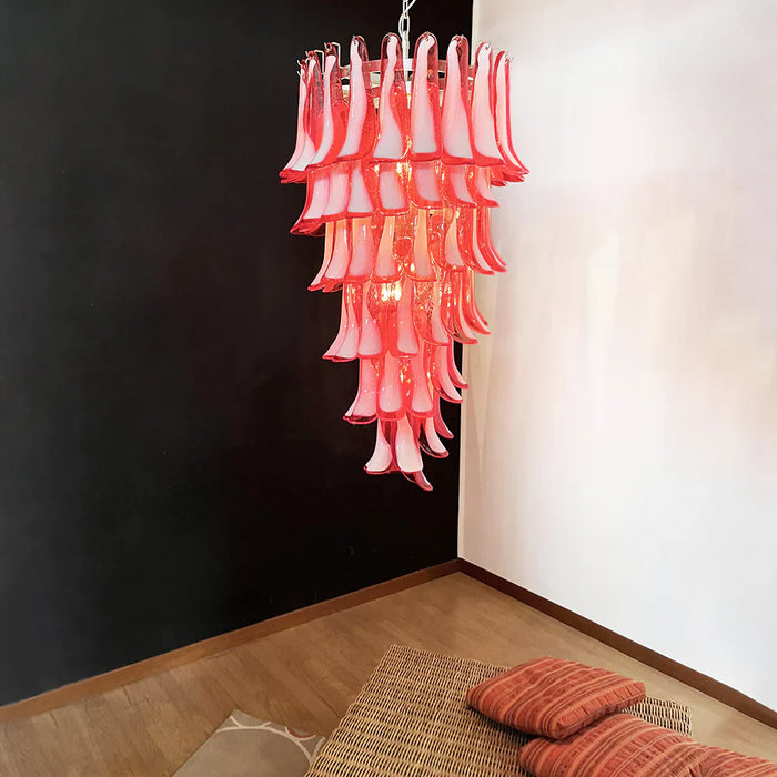 Petals Spiral Murano Red Chandelier-DWHOME