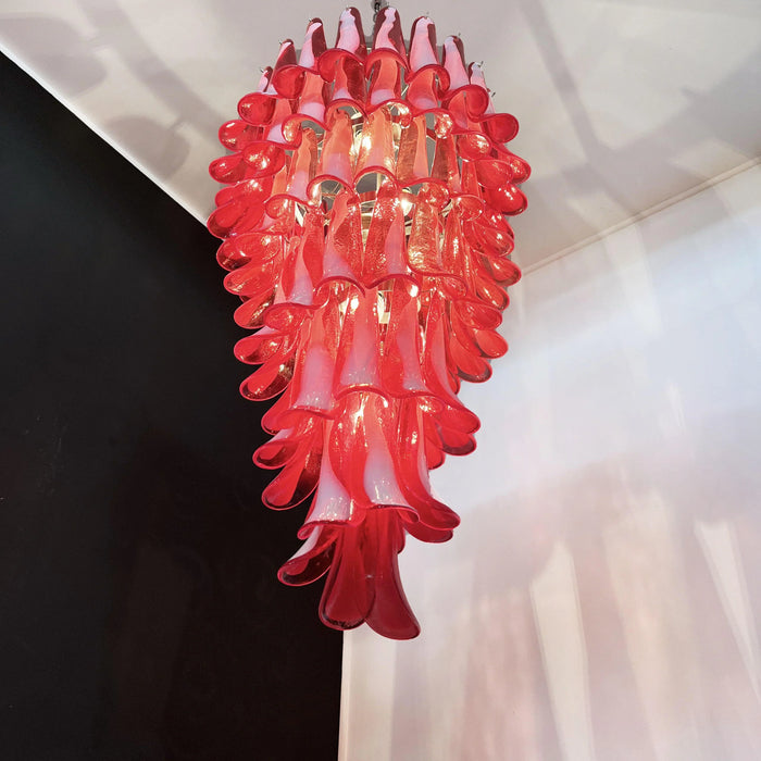 Petals Spiral Murano Red Chandelier-DWHOME