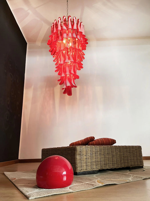 Petals Spiral Murano Red Chandelier-DWHOME