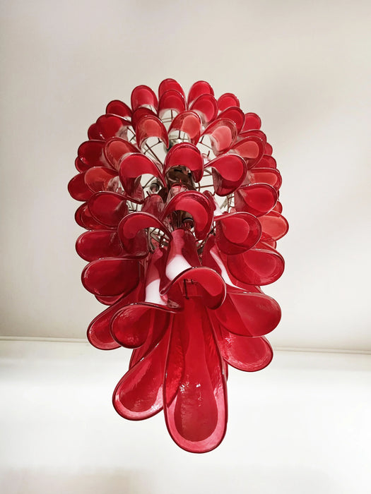 Petals Spiral Murano Red Chandelier-DWHOME