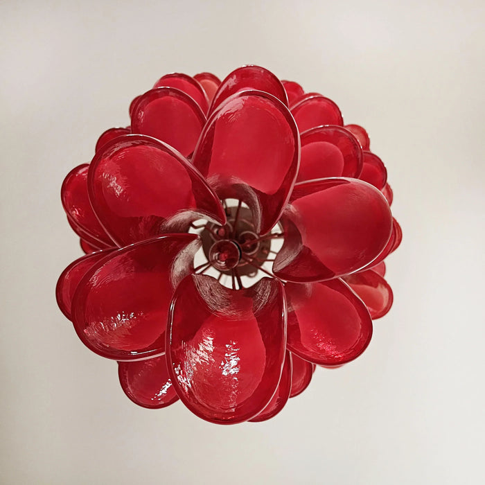 Petals Spiral Murano Red Chandelier-DWHOME