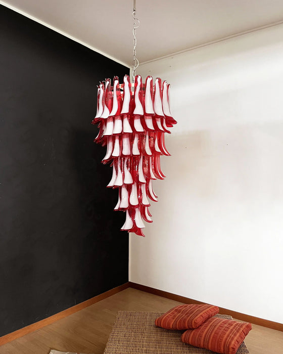 Petals Spiral Murano Red Chandelier-DWHOME