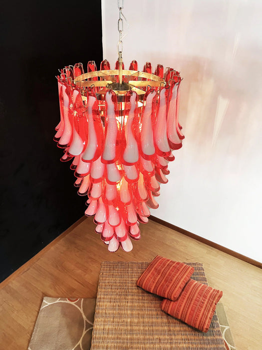Petals Spiral Murano Red Chandelier-DWHOME