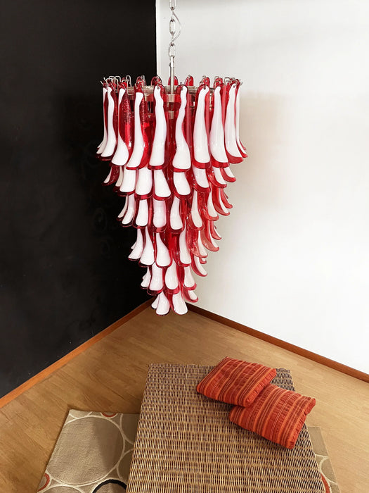 Petals Spiral Murano Red Chandelier-DWHOME