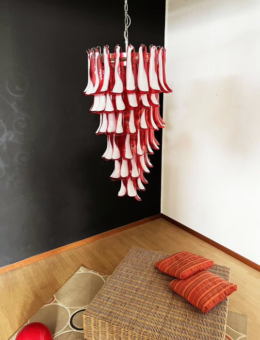 Petals Spiral Murano Red Chandelier-DWHOME