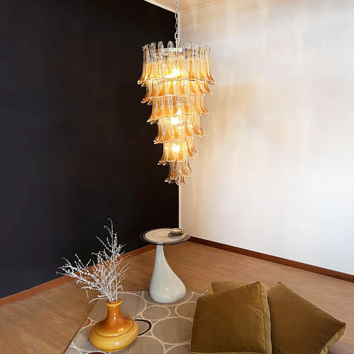 Petals Spiral Murano Transparent Chandelier-DWHOME