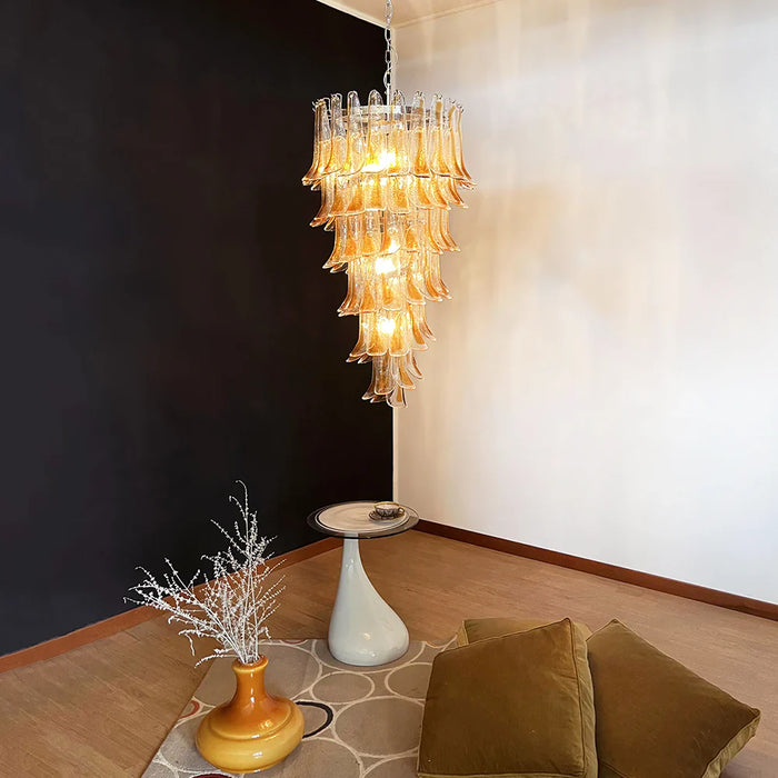 Petals Spiral Murano Transparent Chandelier-DWHOME