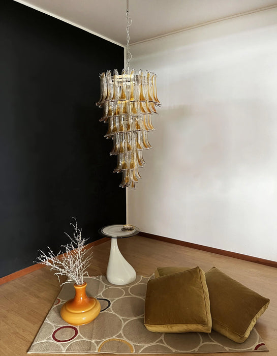 Petals Spiral Murano Transparent Chandelier-DWHOME