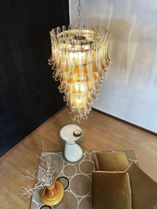 Petals Spiral Murano Transparent Chandelier-DWHOME