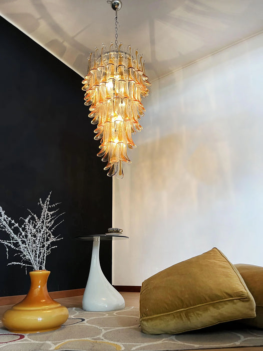 Petals Spiral Murano Transparent Chandelier-DWHOME