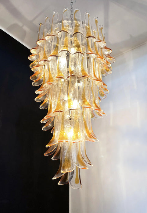 Petals Spiral Murano Transparent Chandelier-DWHOME