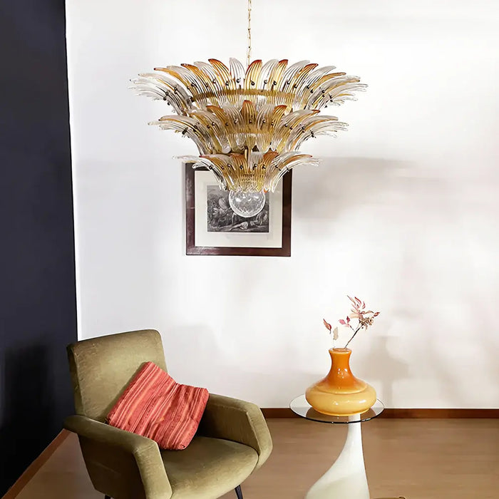 Beautifully Murano Palmette Amber Transparent Chandelier-DWHOME