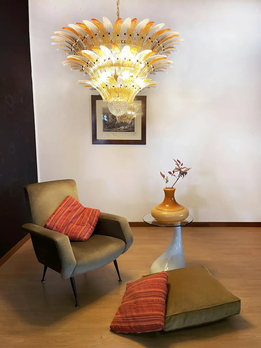 Beautifully Murano Palmette Amber Transparent Chandelier-DWHOME