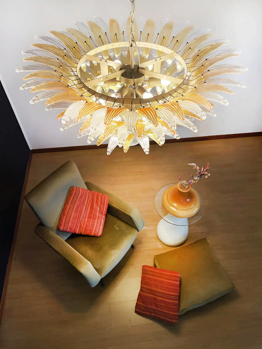 Beautifully Murano Palmette Amber Transparent Chandelier-DWHOME