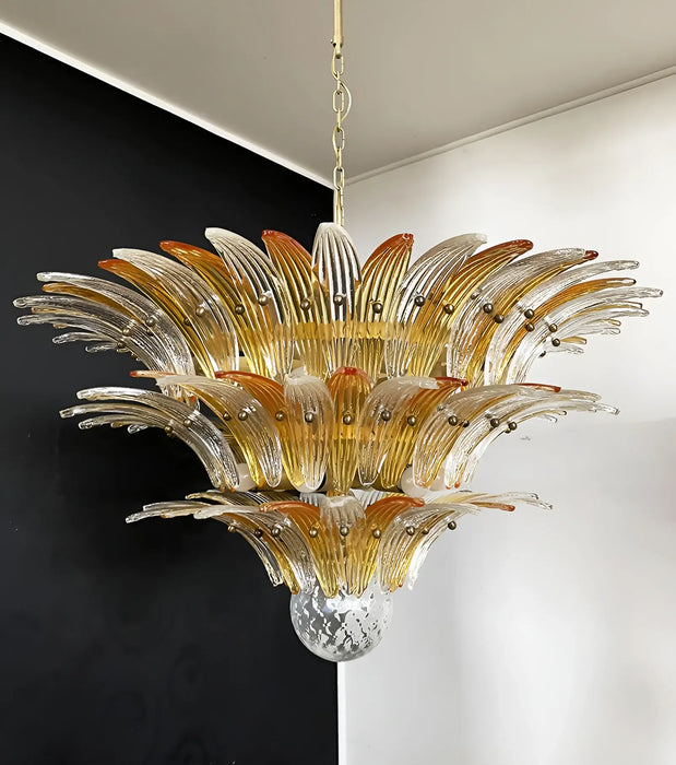 Beautifully Murano Palmette Amber Transparent Chandelier-DWHOME