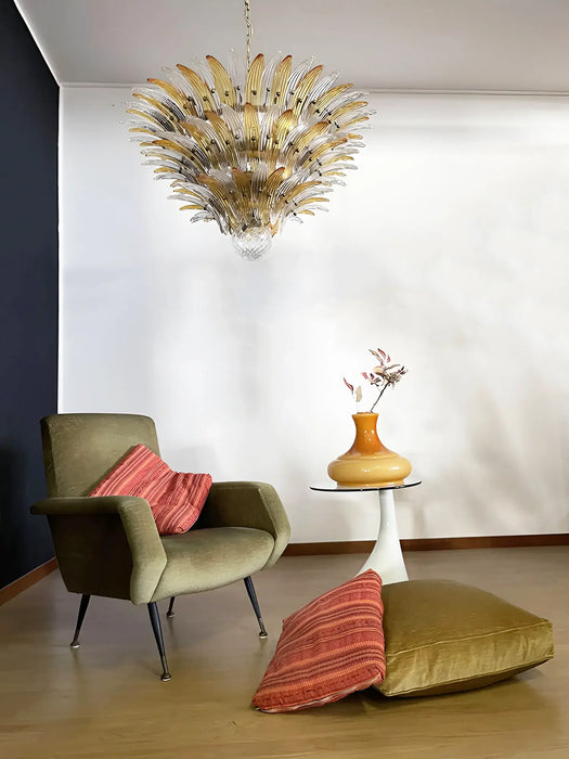 Beautifully Murano Palmette Amber Transparent Chandelier-DWHOME