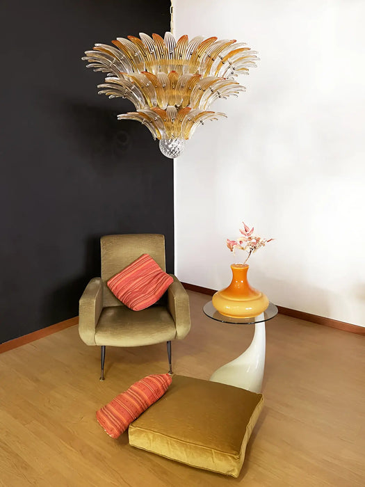 Beautifully Murano Palmette Amber Transparent Chandelier-DWHOME