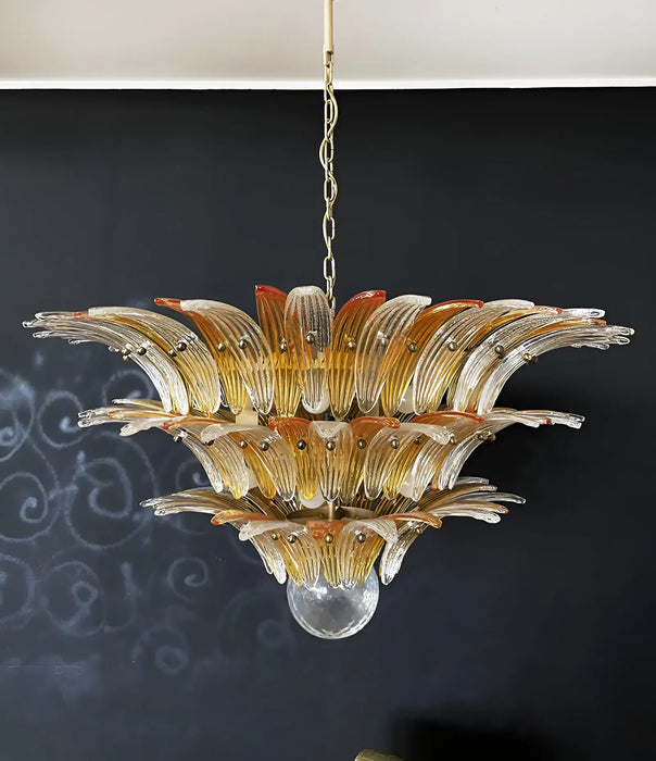 Beautifully Murano Palmette Amber Transparent Chandelier-DWHOME