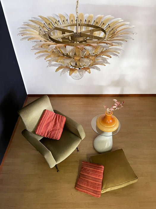 Beautifully Murano Palmette Amber Transparent Chandelier-DWHOME