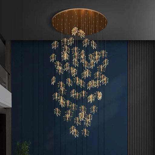 Bely Nordic Gold Long Stairwell Chandelier - Ceiling Light-DWHOME