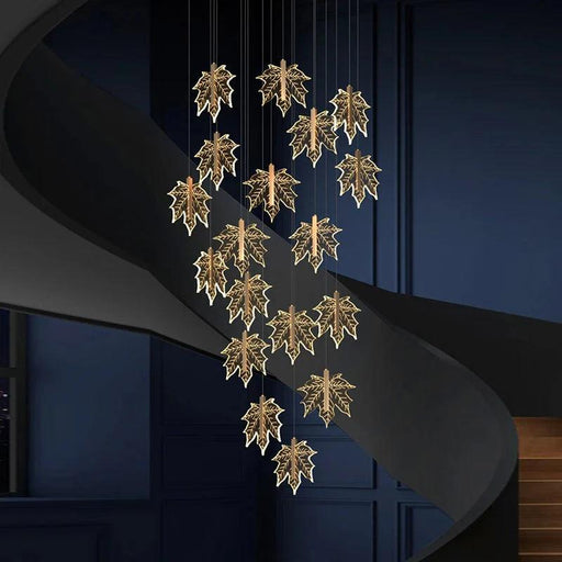 Bely Nordic Gold Long Stairwell Chandelier - Ceiling Light-DWHOME