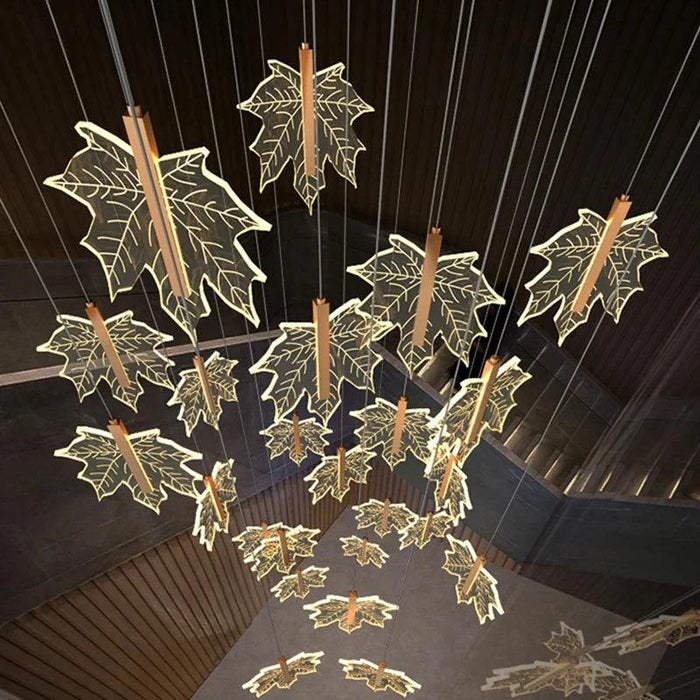 Bely Nordic Gold Long Stairwell Chandelier - Ceiling Light - DWHOME