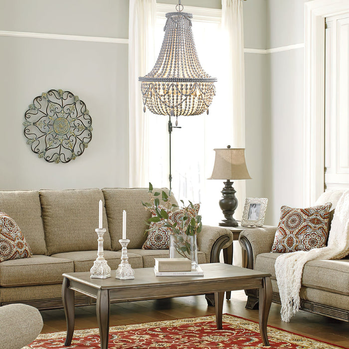 Betsey Wood Bead Chandelier-DWHOME