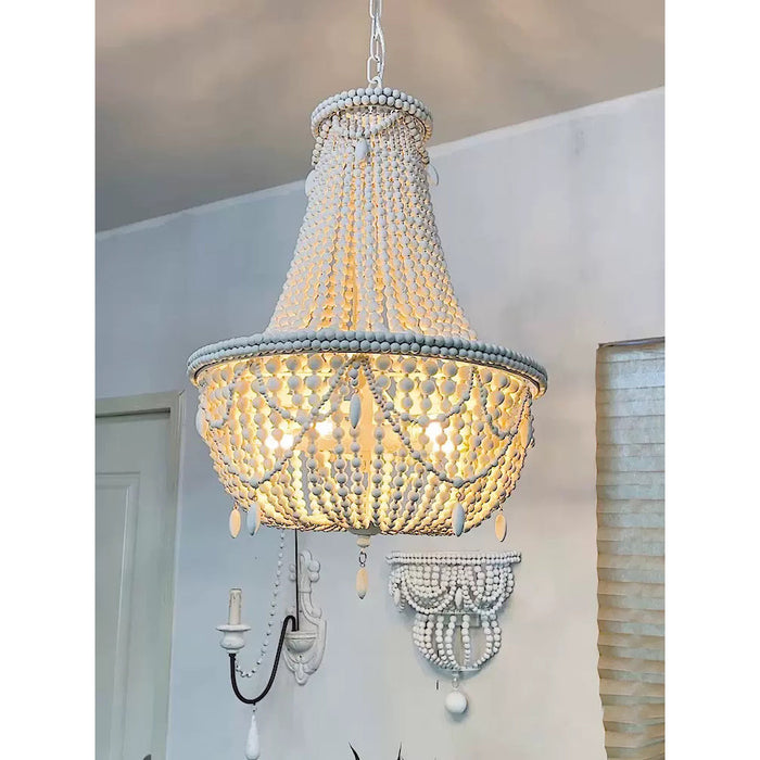 Betsey Wood Bead Chandelier-DWHOME