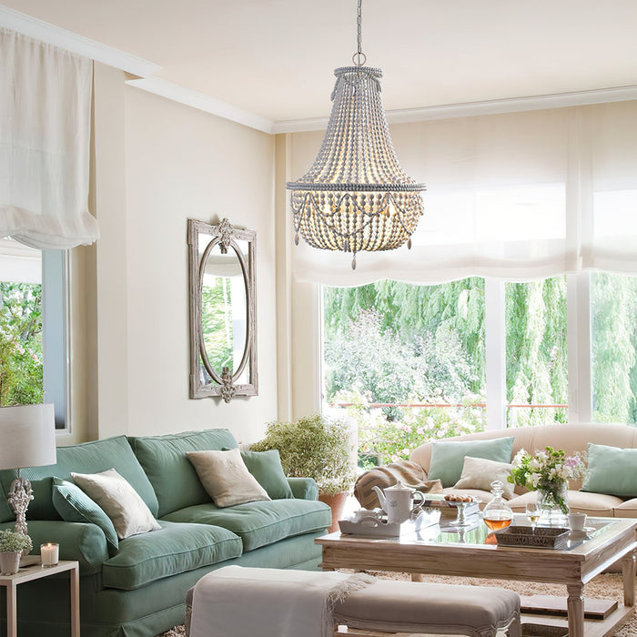 Betsey Wood Bead Chandelier-DWHOME