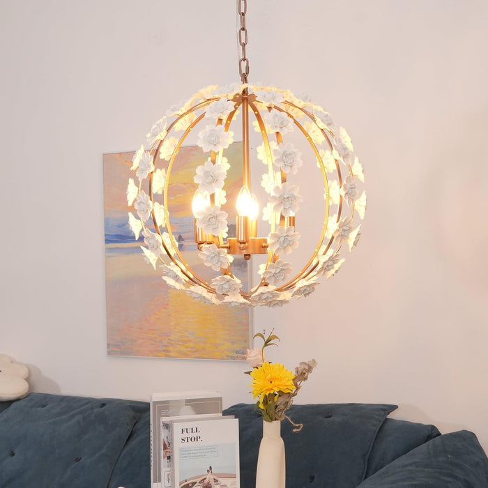 Bianca Floral Orb Chandelier-DWHOME