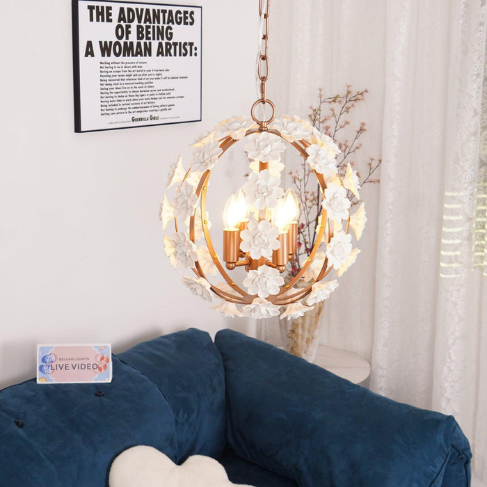 Bianca Floral Orb Chandelier-DWHOME