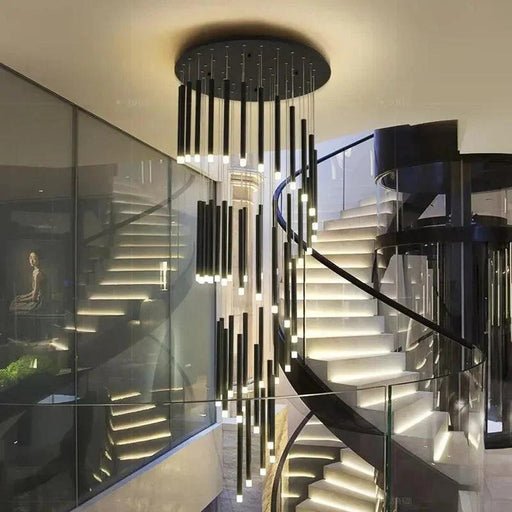 Black Modern Minimalist Stick Chandelier for Staircase-DWHOME