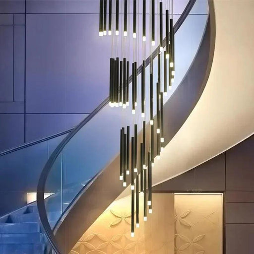 Black Modern Minimalist Stick Chandelier for Staircase-DWHOME