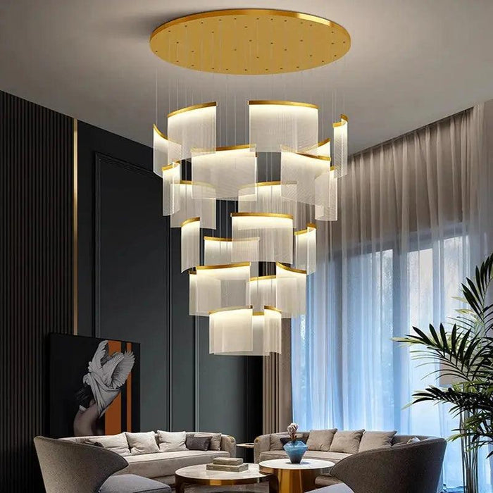 Nordic Ceiling Stair Chandelier Gold/Black - DWHOME