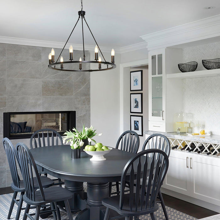 Chandelier en anneau avec bougies noires - DWHOME