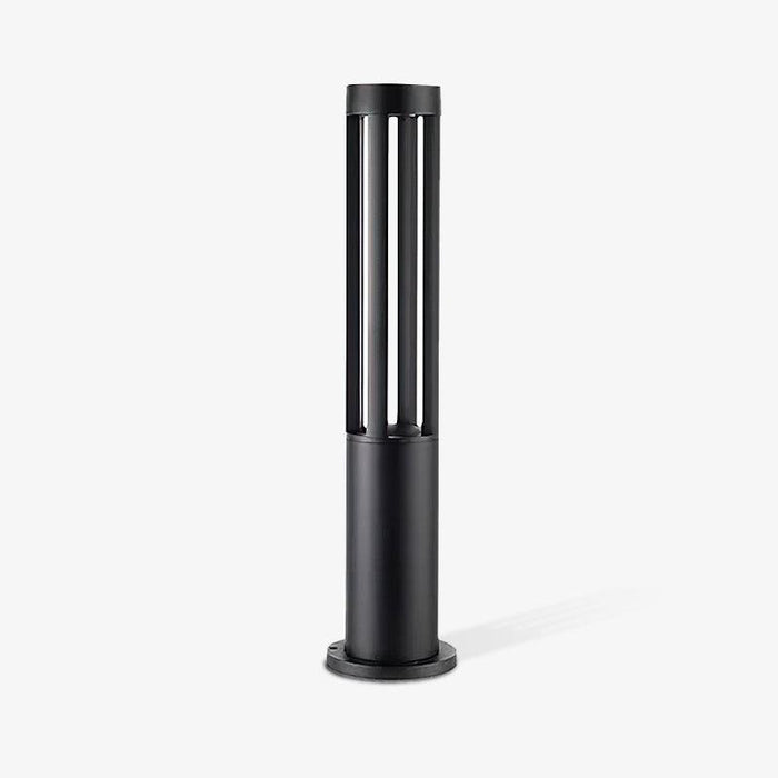 Black Cylindrical Solar Outdoor Post Light-DWHOME