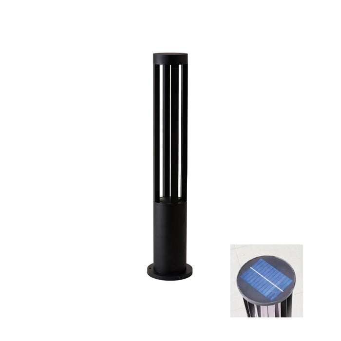 Black Cylindrical Solar Outdoor Post Light-DWHOME