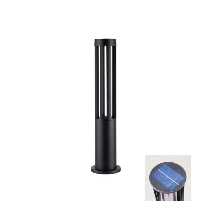 Black Cylindrical Solar Outdoor Post Light-DWHOME