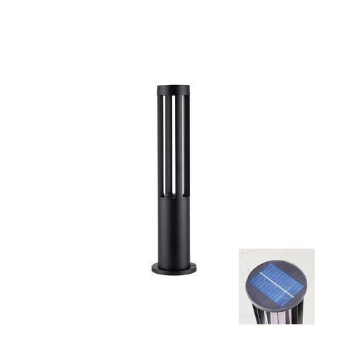 Black Cylindrical Solar Outdoor Post Light-DWHOME
