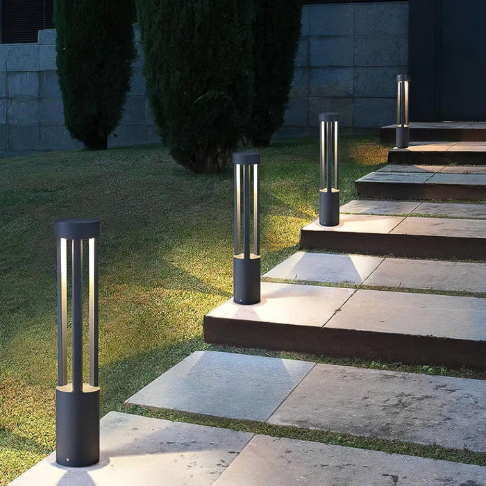 Black Cylindrical Garden Outdoor Light-DWHOME