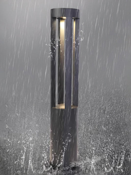 Black Cylindrical Solar Outdoor Post Light-DWHOME