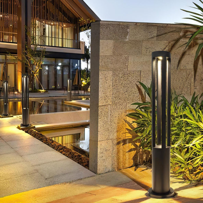 Black Cylindrical Garden Outdoor Light-DWHOME