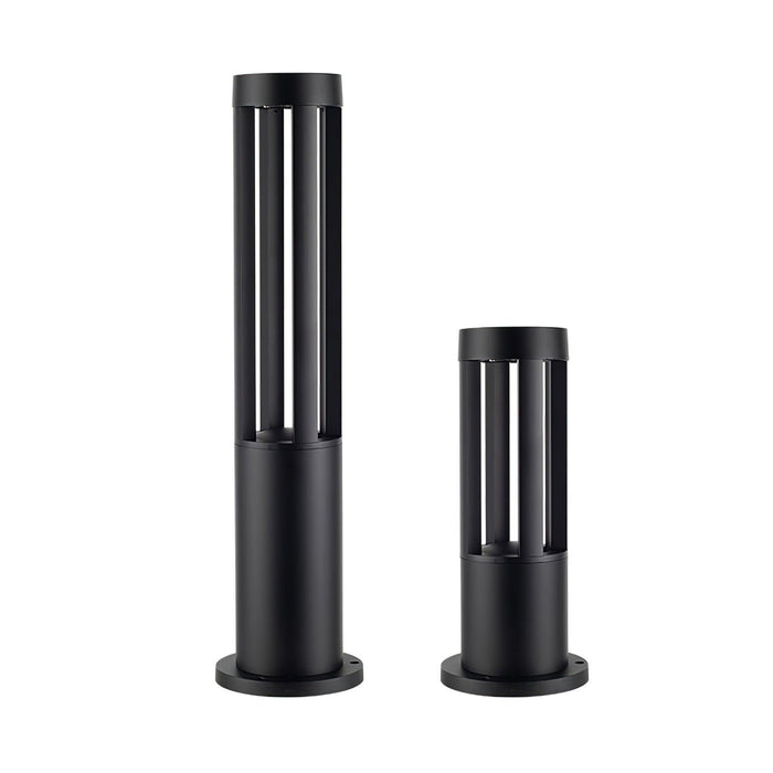 Black Cylindrical Solar Outdoor Post Light-DWHOME