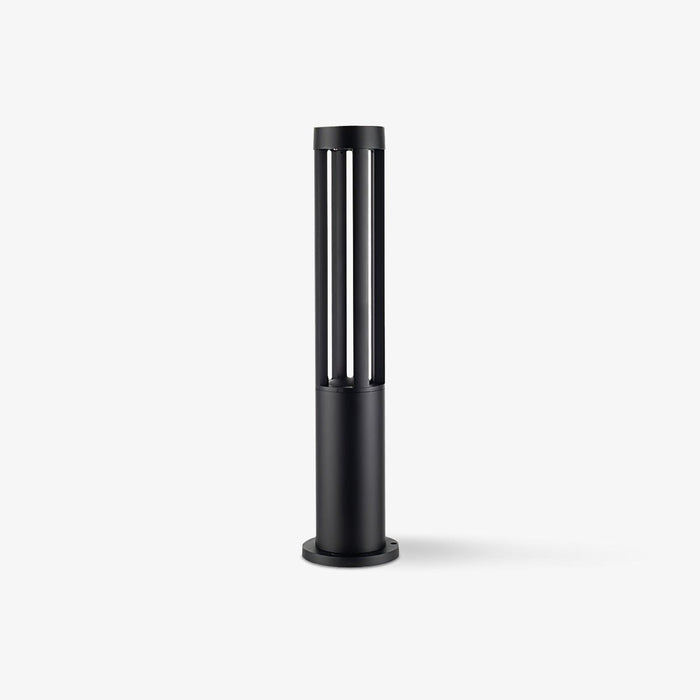 Black Cylindrical Solar Outdoor Post Light-DWHOME