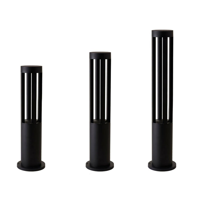 Black Cylindrical Solar Outdoor Post Light-DWHOME